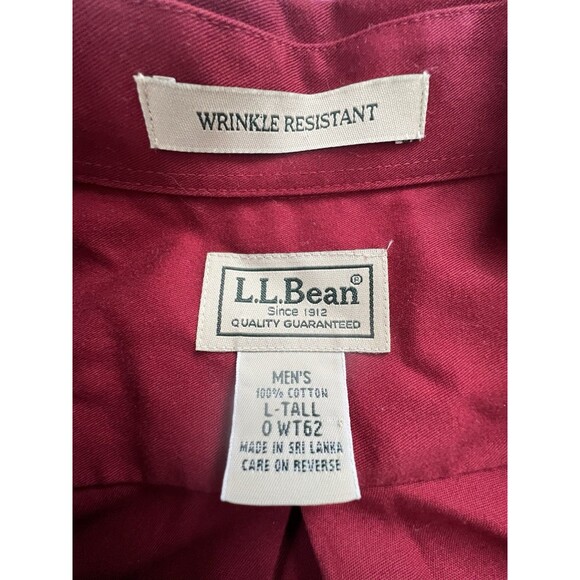 L.L. BEAN Men's Red Short Sleeve Button Up Shirt Size L-Tall Wrinkle Resistant - Picture 2 of 10